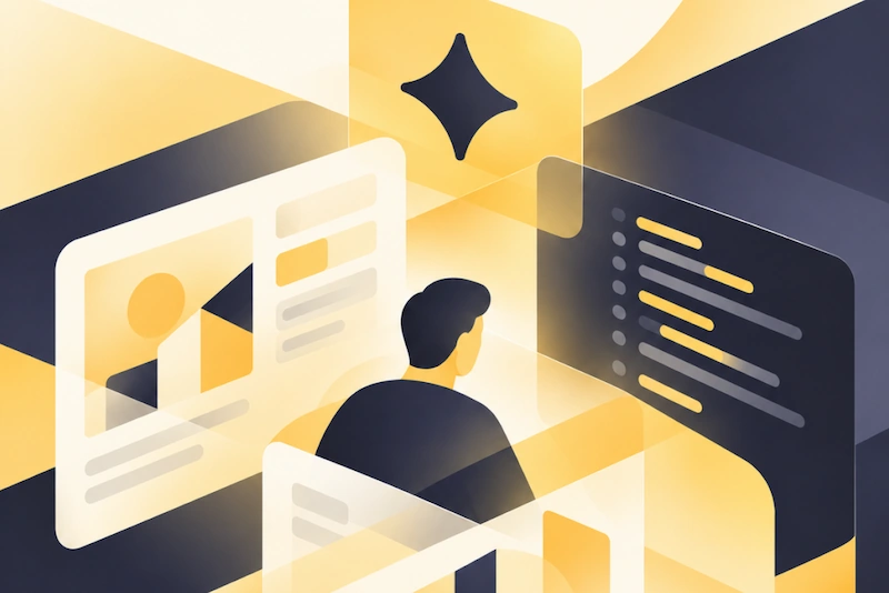 A person interacts with digital property data, symbolizing AI's role in organizing real estate information.